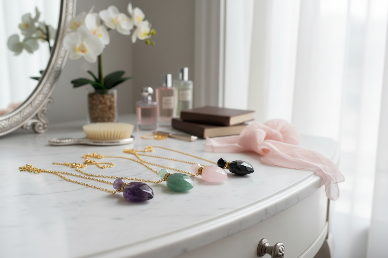 Lifestyle Shot - Necklaces on Vanity